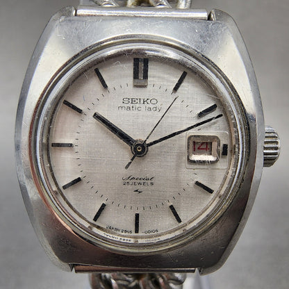 Seiko Matic Lady Special Watch Women 25mm Silver Dial Silver Tone Date Runs1