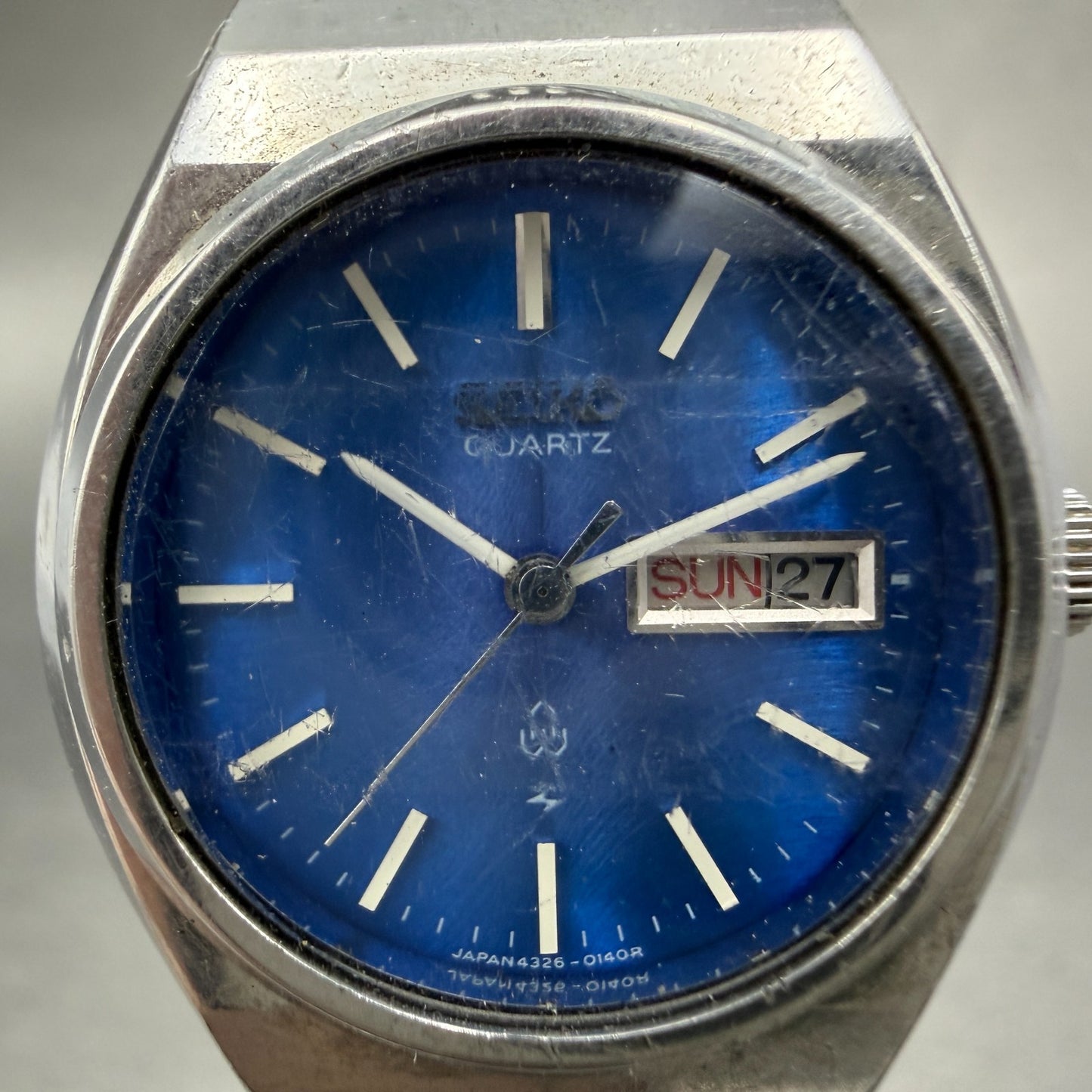Seiko Watch Women 25mm Blue Dial Silver Tone Daydate 4326-0100 New Battery1