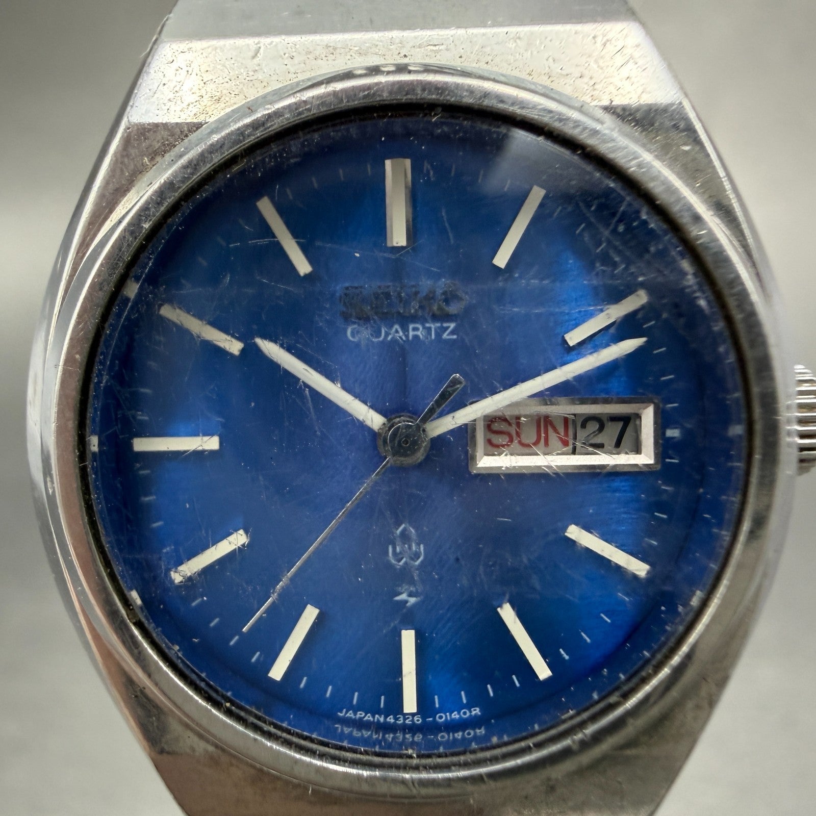 Seiko Watch Women 25mm Blue Dial Silver Tone Daydate 4326-0100 New Battery1