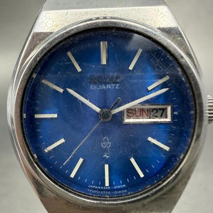 Seiko Watch Women 25mm Blue Dial Silver Tone Daydate 4326-0100 New Battery1