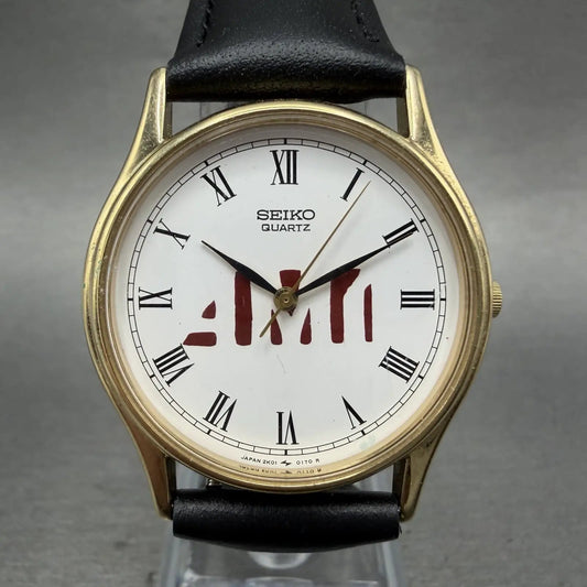 Seiko Watch Men 32mm White Dial Gold Tone Round 2K01-0099 New Battery Vintage0