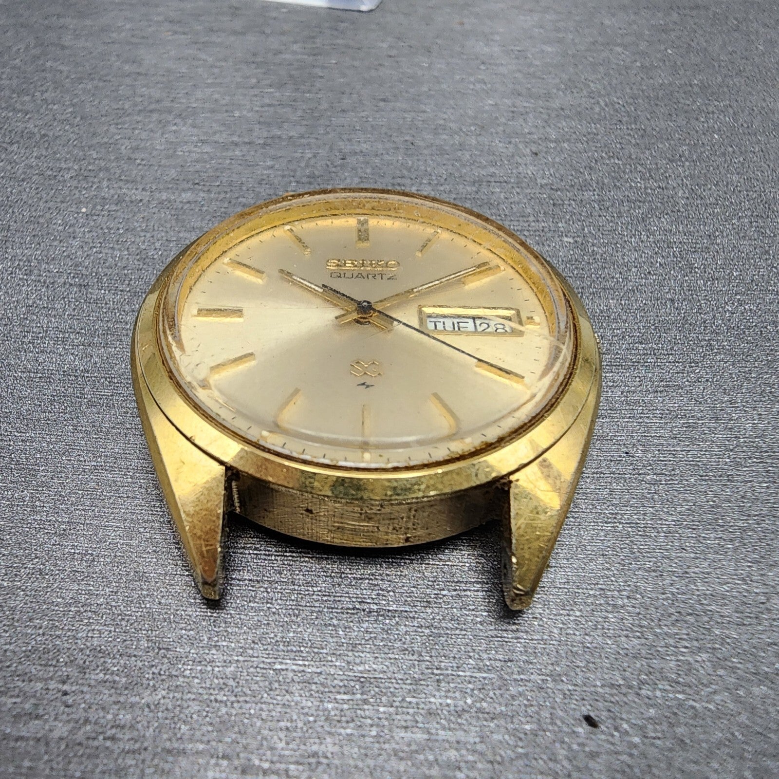 Seiko SQ Watch Men 36mm Champagne Dial Gold Tone Daydate Round 43368089 PARTS3