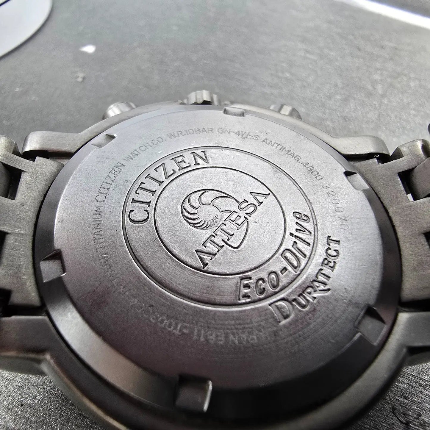 Citizen Eco-Drive Attesa Watch Men 38mm Black Dial Titanium Chrono Alarm Works9