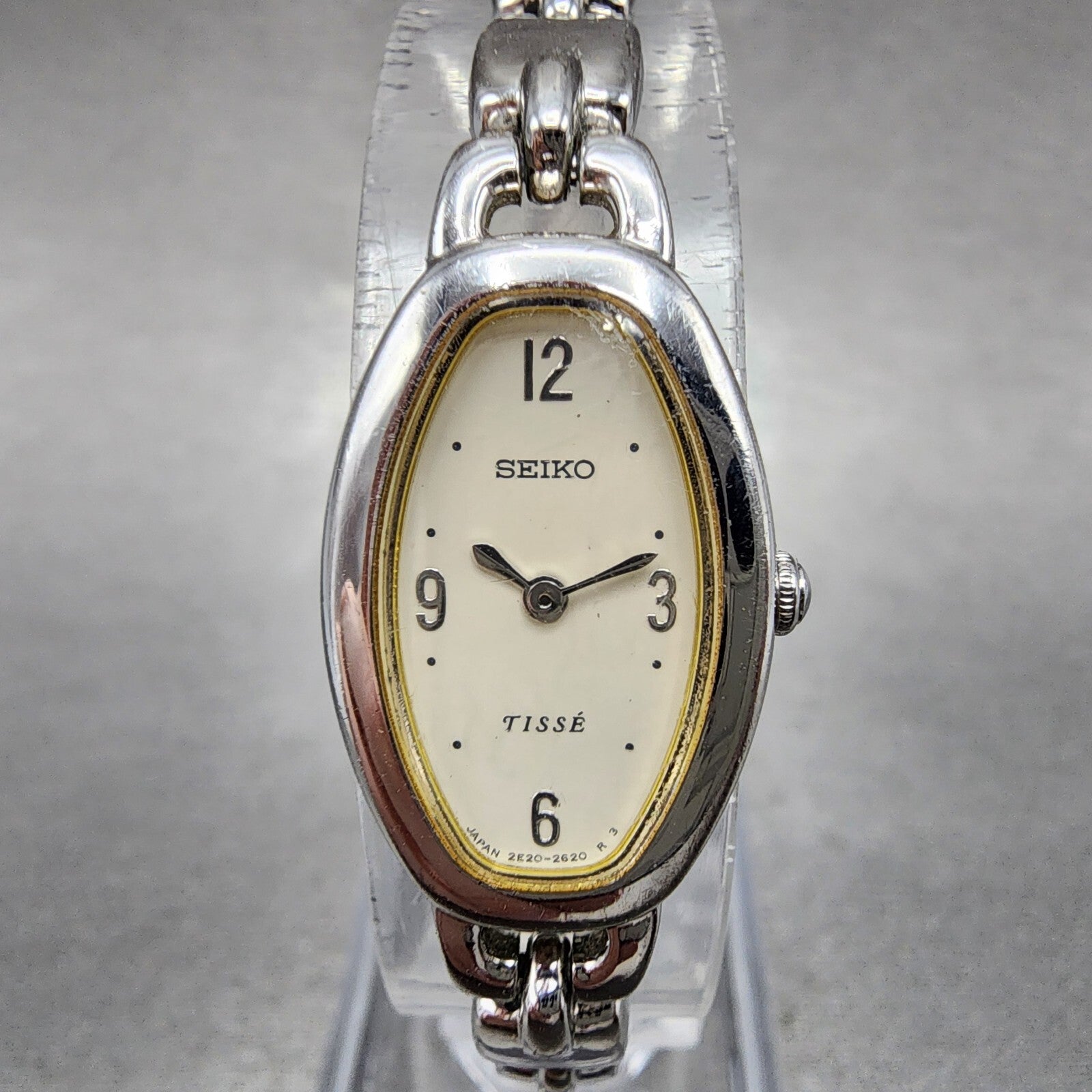 Seiko Tisse Watch Women 15mm White Dial Silver Tone Oval 2e207110 New Battery0