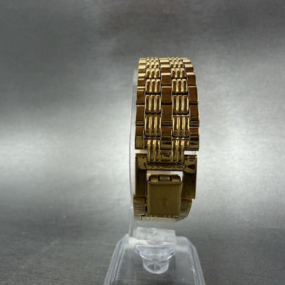 Bulova Tank Watch Women 14mm Champagne Dial Gold Tone 97P13 New Battery ABC7