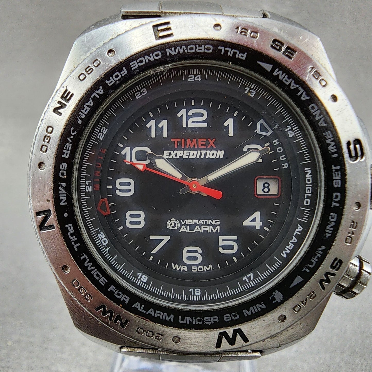 Timex Expedition Watch Men 42mm Black Dial Silver Tone Date New Battery READ!!