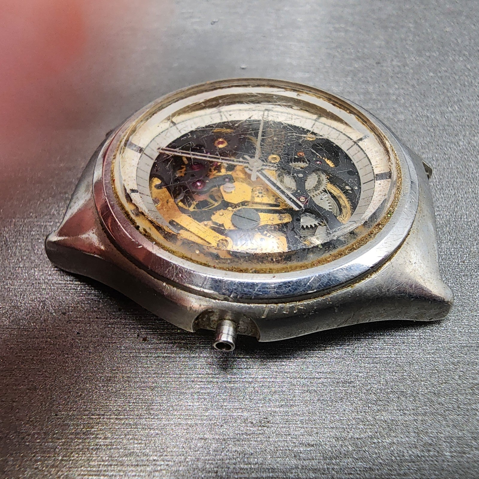 Citizen Skeleton Watch Men 38mm Silver Tone Round Automatic VTG PARTS6
