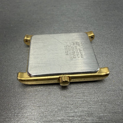 Seiko Tank Watch Men 28mm White Dial Gold Tone Rectangle Date V732-0449 PARTS9