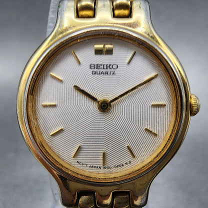 Seiko Watch Women 22mm White Dial Gold Tone Round 1n00-0a99 New Battery