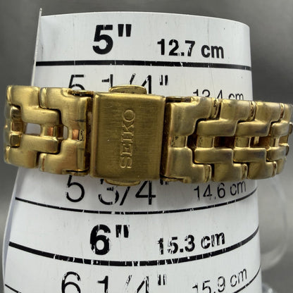 Seiko Watch Women 26mm White Dial Gold Tone Date Round 7N89-0449 New Battery11