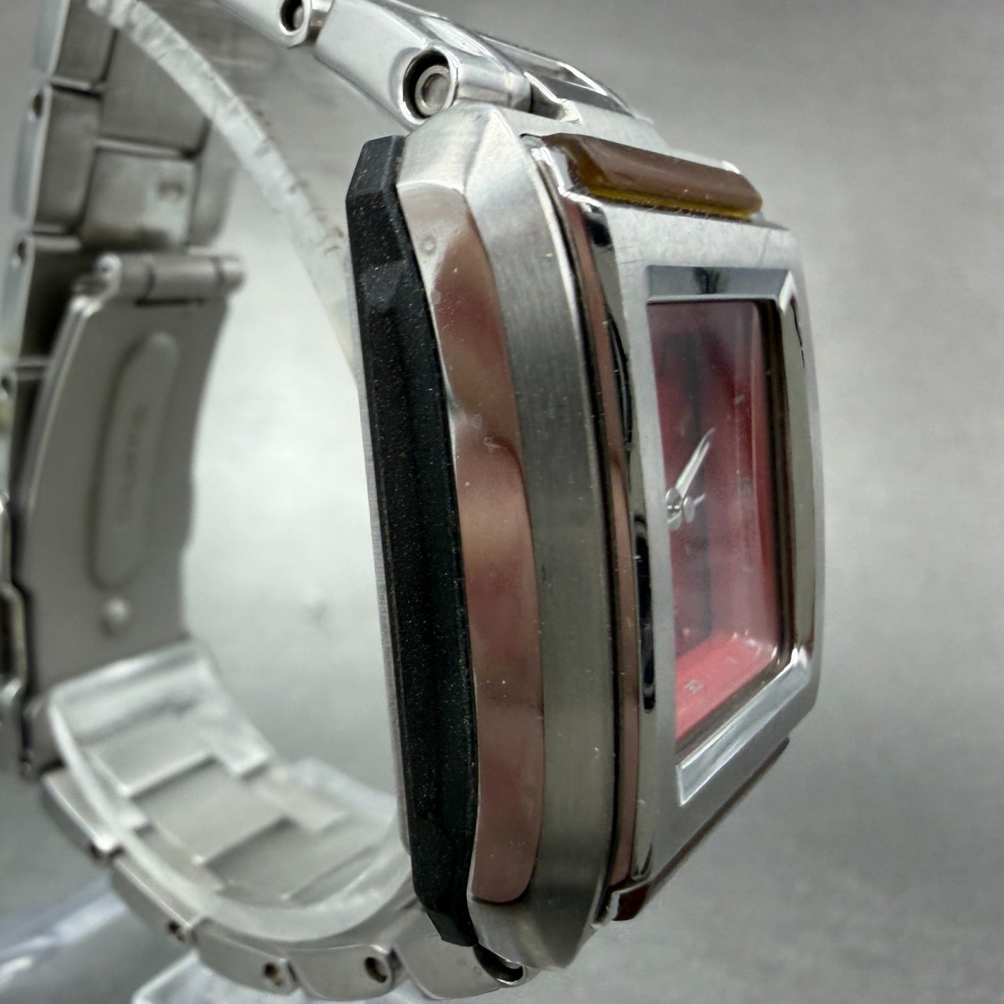 Casio Baby-G GMS Watch Women 29mm Red Dial Silver Tone Rectangle New battery3
