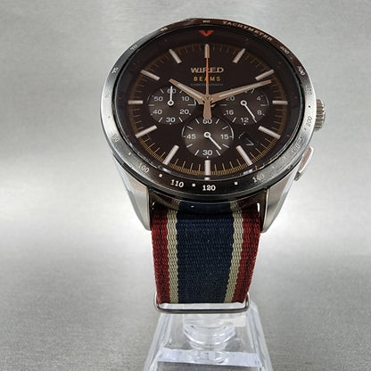 Seiko Wired Chronograph Watch Men 44mm Black Dial Silver Tone VK63-k009 NewBat