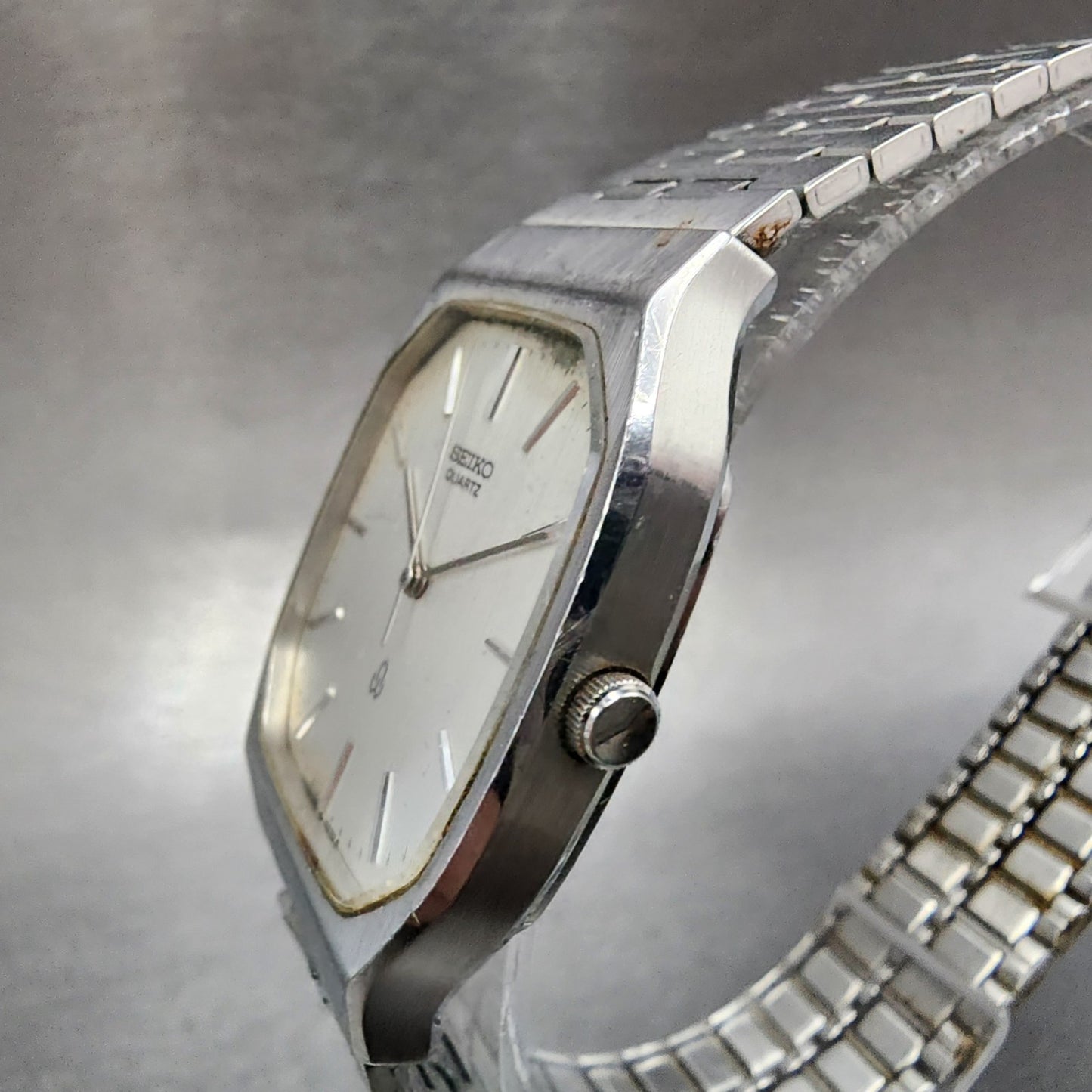 Seiko Tank Watch Men 30mm Silver Dial Silver Tone 2621-5180 New Battery