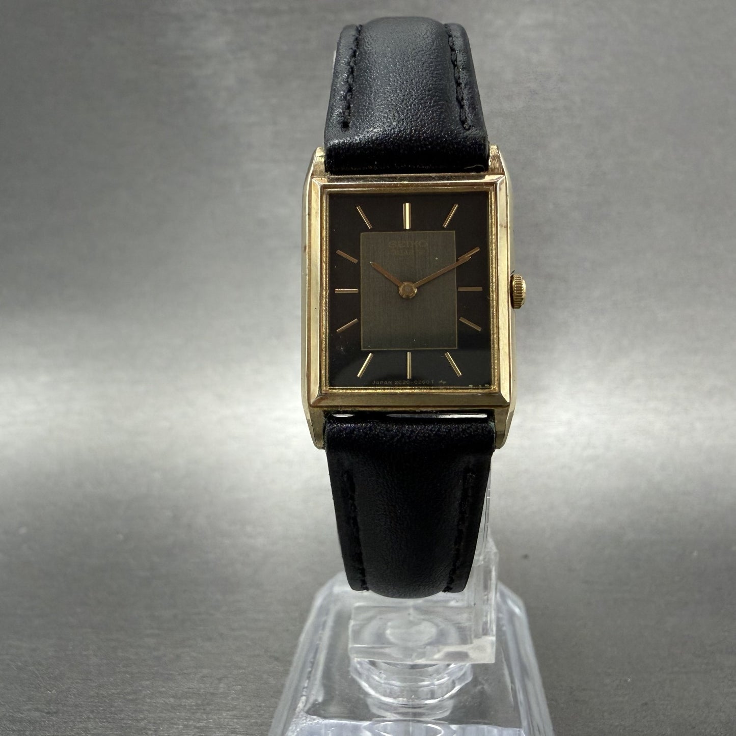Seiko Tank Watch Women 19mm Black Dial Gold Tone Rectangle 2C20-5100 New Battery5