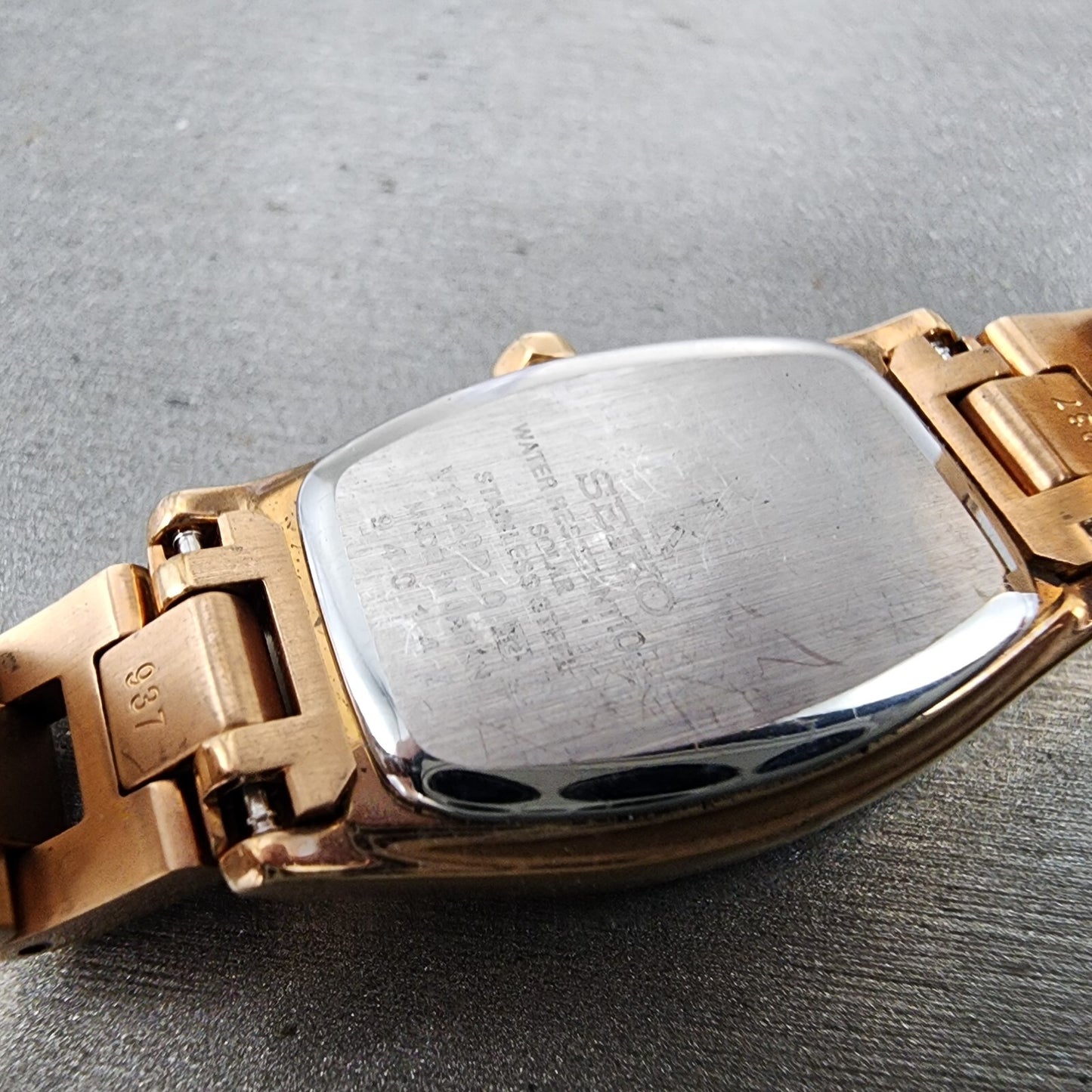 Seiko Solar Lukia Watch Women 20mm White Dial Rose Gold Tone V1170dl0 Runs9