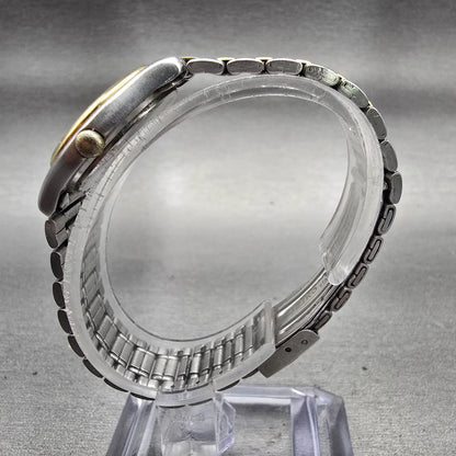Seiko Watch Women 25mm Silver Dial Two Tone Date Round 7N89-0021 New Battery VTG6