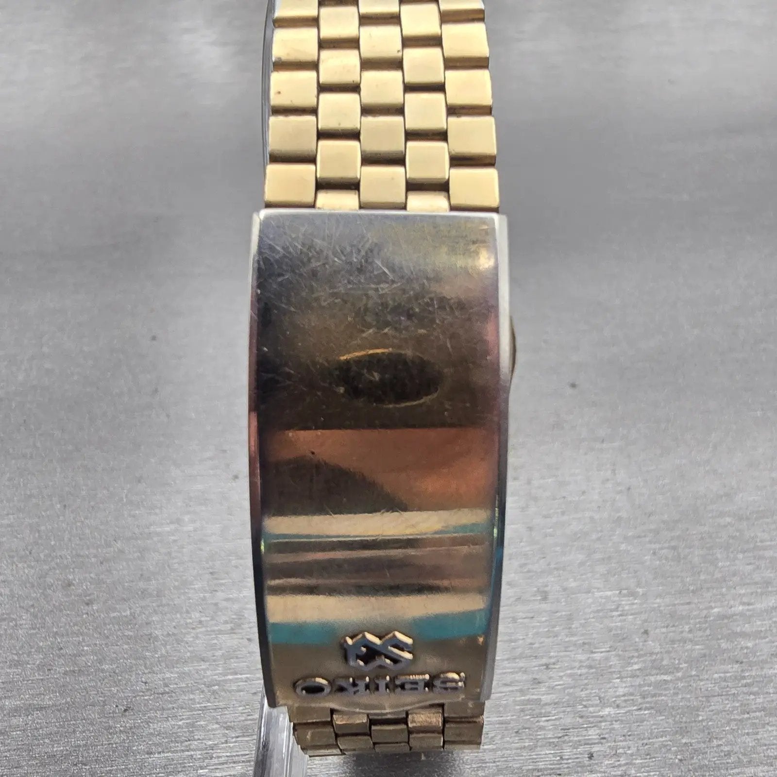 Seiko SQ Watch Men 35mm Gold Dial Gold Tone Daydate Round 7546-8320 New Battery7