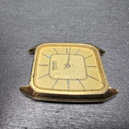 Seiko Tank Watch Men 27mm Champagne Dial Gold Tone Rectangle 6020-5409 PARTS VTG4