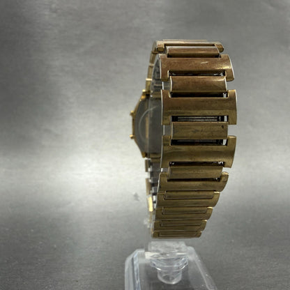 Pulsar Digital Watch Men 30mm LCD Gold Tone Alarm Chrono Daydate READ New Batt7