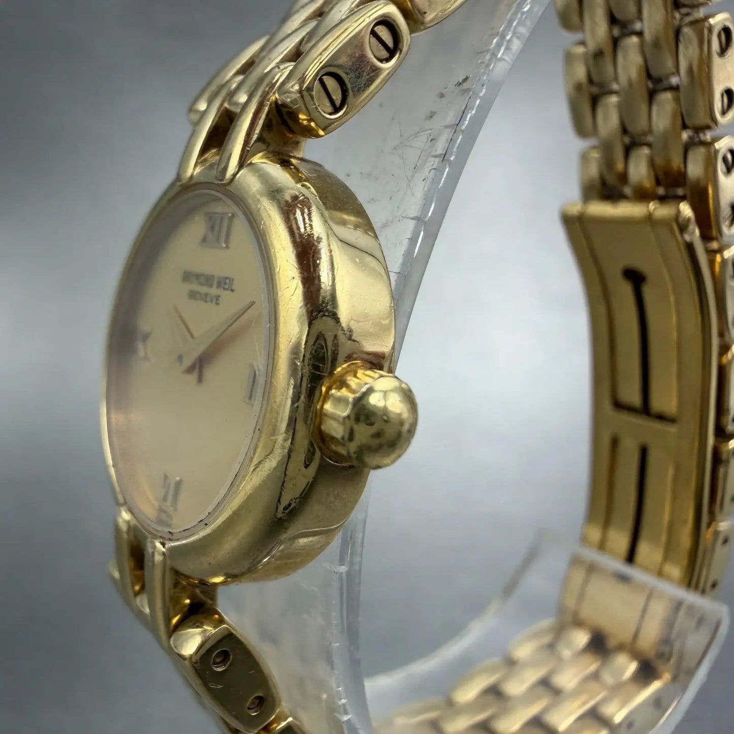 Raymond Weil Watch Women 20mm Gold Dial Gold Plated Round 5806-2 New Battery2