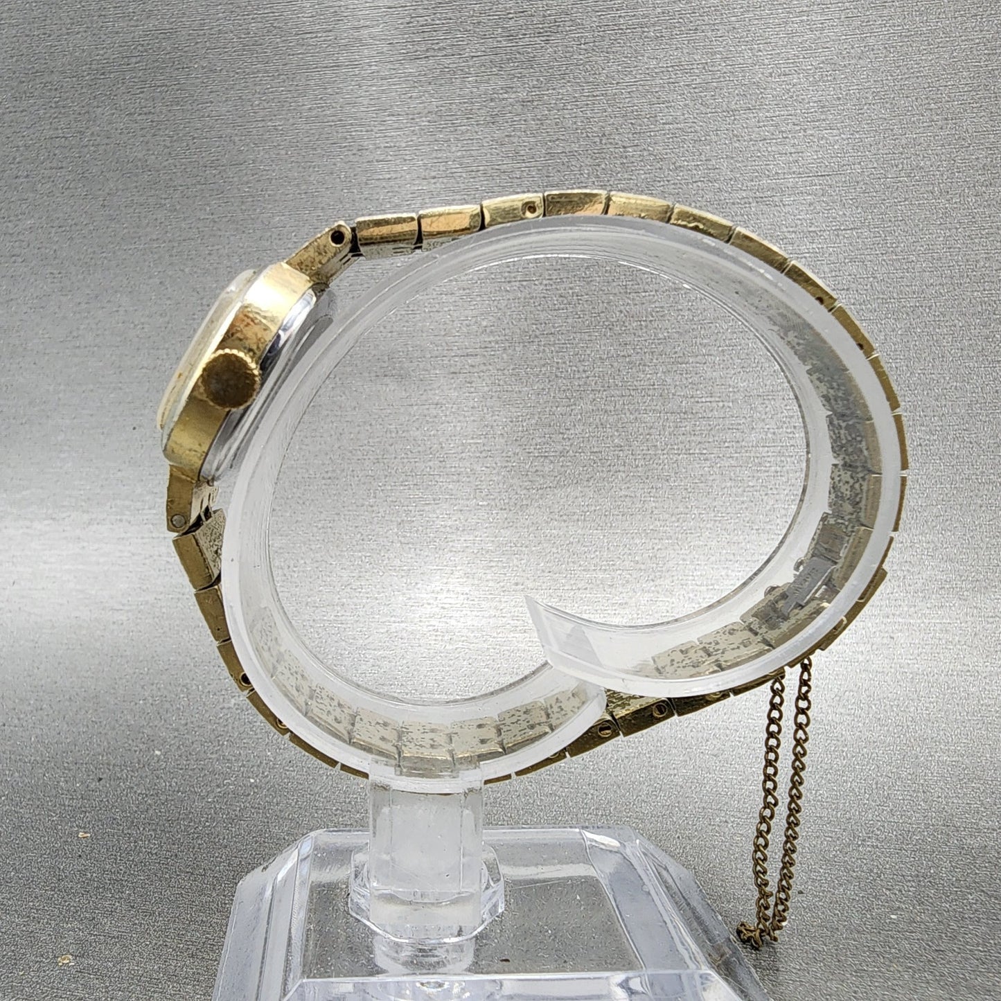 Jules Jurgenson Watch Women 25mm Gold Dial Gold Tone Manual Wind Runs READ!! VTG7