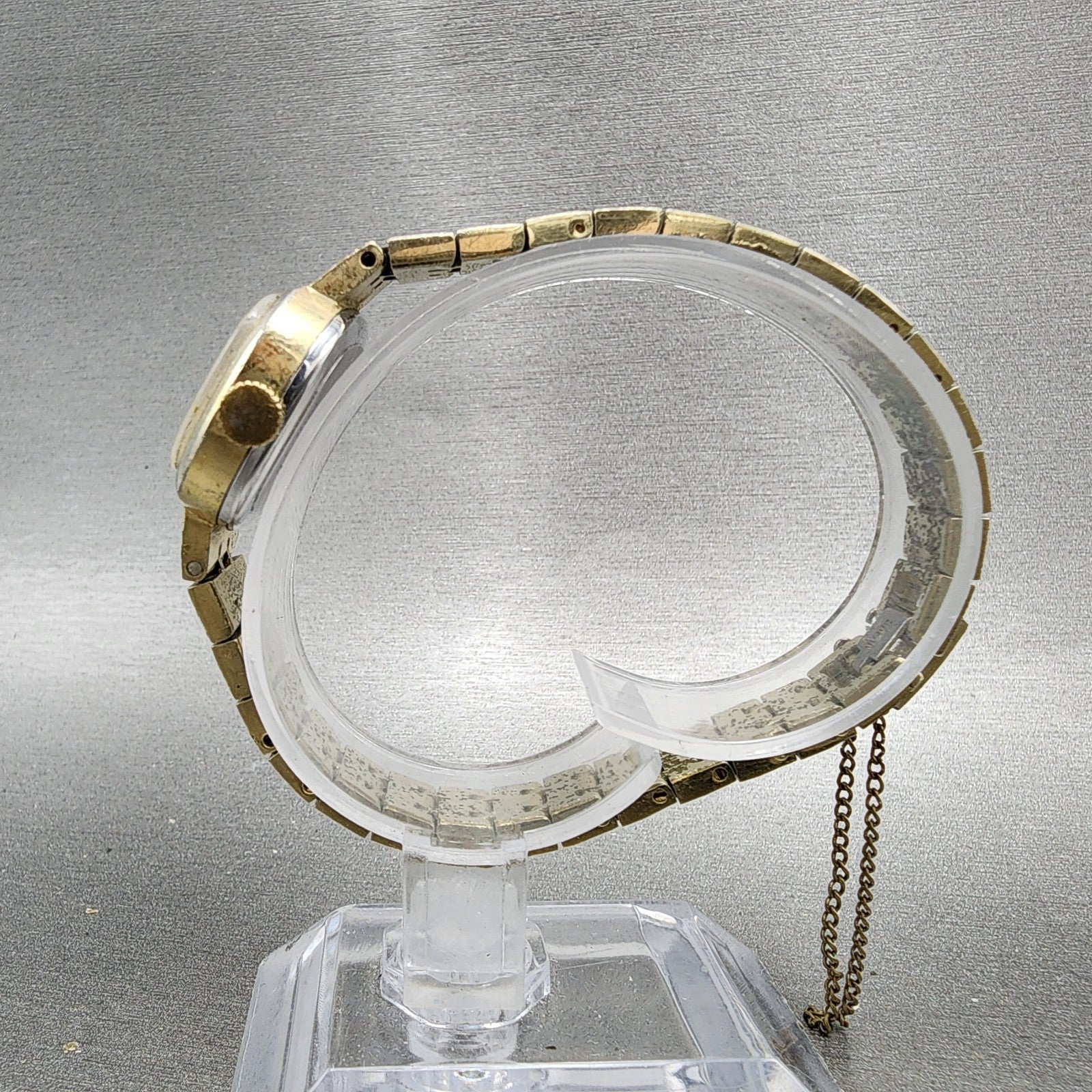 Jules Jurgenson Watch Women 25mm Gold Dial Gold Tone Manual Wind Runs READ!! VTG7