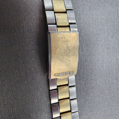 VTG Seiko Watch Bracelet 19mm Two Tone Gold&Silver Tri Folding Claps3