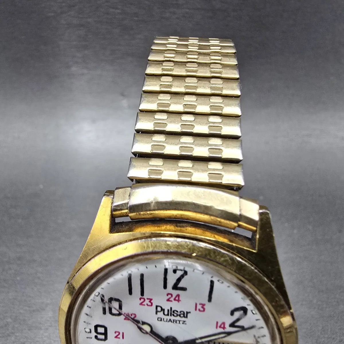 Pulsar Raildroad Approved Watch Men 36mm White Dial Gold Daydate V513 PARTS5
