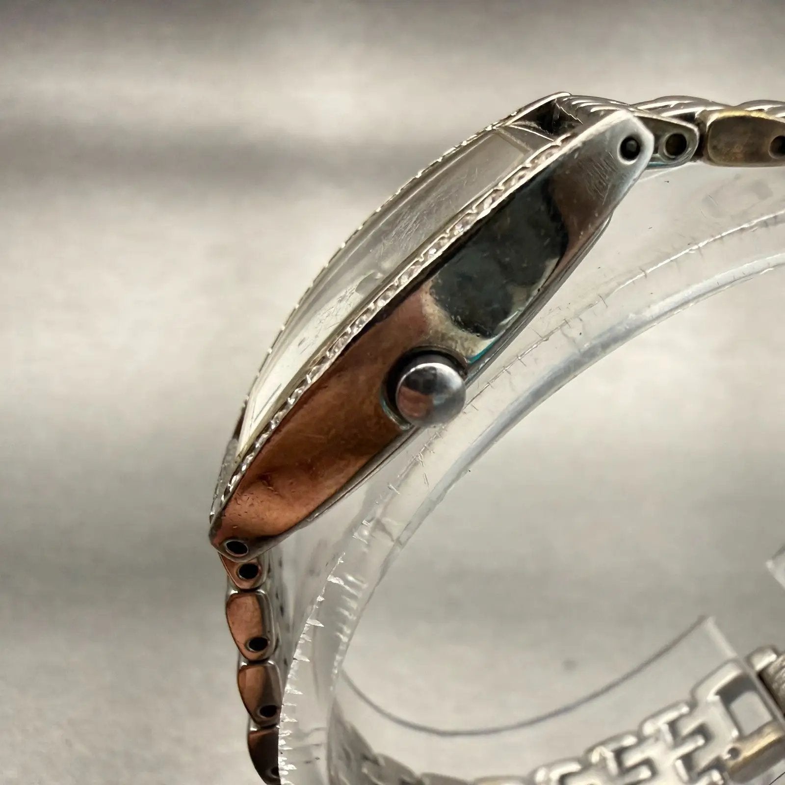 Citizen Watch Women 16mm Silver Dial Silver Gemmed Rectangle New Battery VTG2