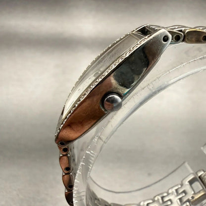 Citizen Watch Women 16mm Silver Dial Silver Gemmed Rectangle New Battery VTG2