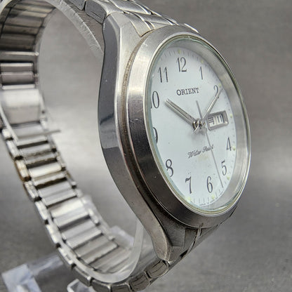 Orient Watch Men 35mm White Dial Silver Tone Daydate Round New Battery3