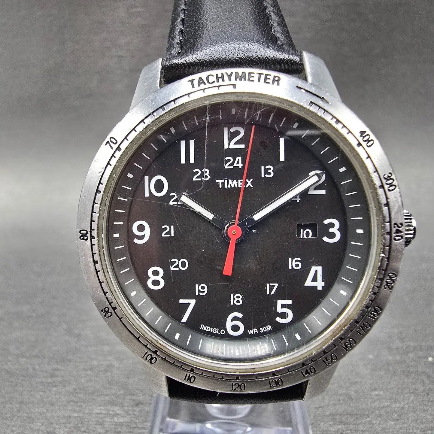 Timex Weekender Watch Men 40mm Black Dial Silver Tone Date T2N639 New Battery0