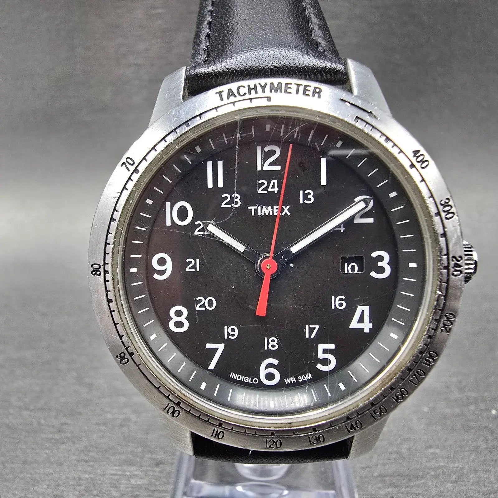 Timex Weekender Watch Men 40mm Black Dial Silver Tone Date T2N639 New Battery0