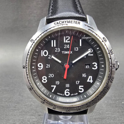 Timex Weekender Watch Men 40mm Black Dial Silver Tone Date T2N639 New Battery0
