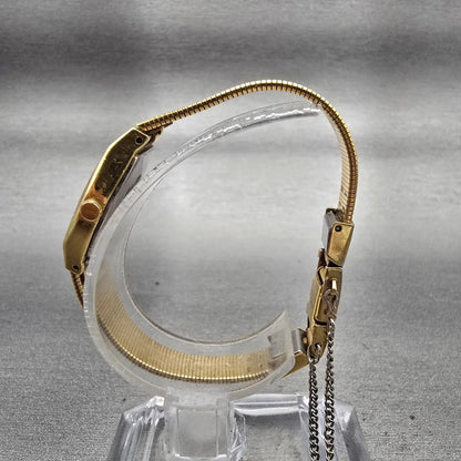 Seiko Watch Women 17mm Gold Dial Gold Tone Oval 2P20-5259 New Battery Vintage6