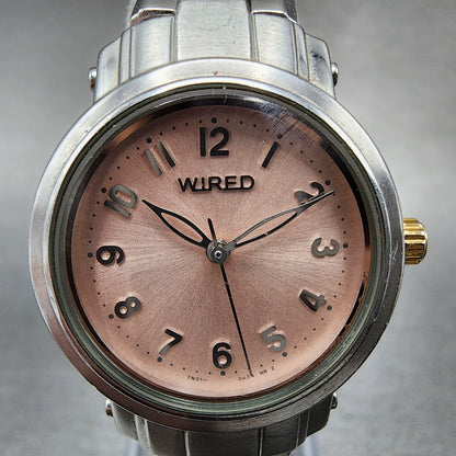 Seiko Wired Watch Women 25mm Pink Dial Two Tone Round 7N010CN0 New Battery1