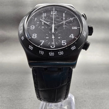 Swatch Destination NYC Chronograph Watch Men 43mm Black Dial Date YVB402 New Bat5