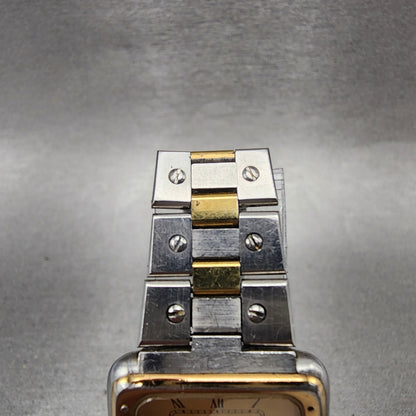 Longines Ferrari Watch Women 25mm Gold Dial Two Tone Date Rectangle New Battery4
