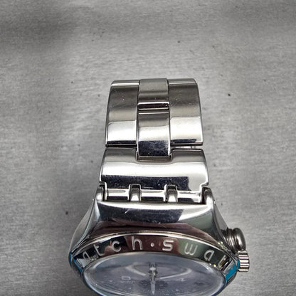 Swatch Irony Chrono FEARLESS Watch Men 40mm Blue Dial Steel Date YCS415G NewBat4