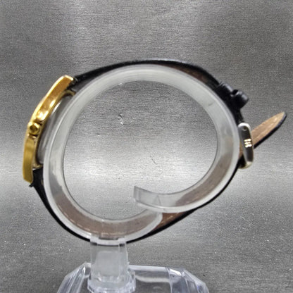 Movado Museum Watch Women 28mm Black Dial Gold Tone Round 87 E4 0823 New Bat VTG6