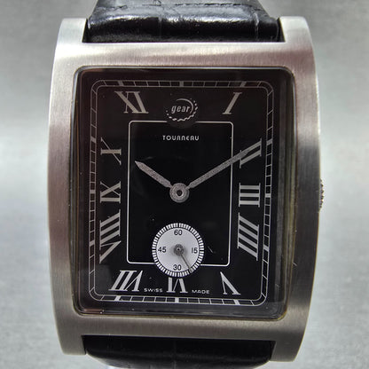 Tourneau Watch Gear Watch Men 28mm Black Dial Steel Small Seconds New Battery1