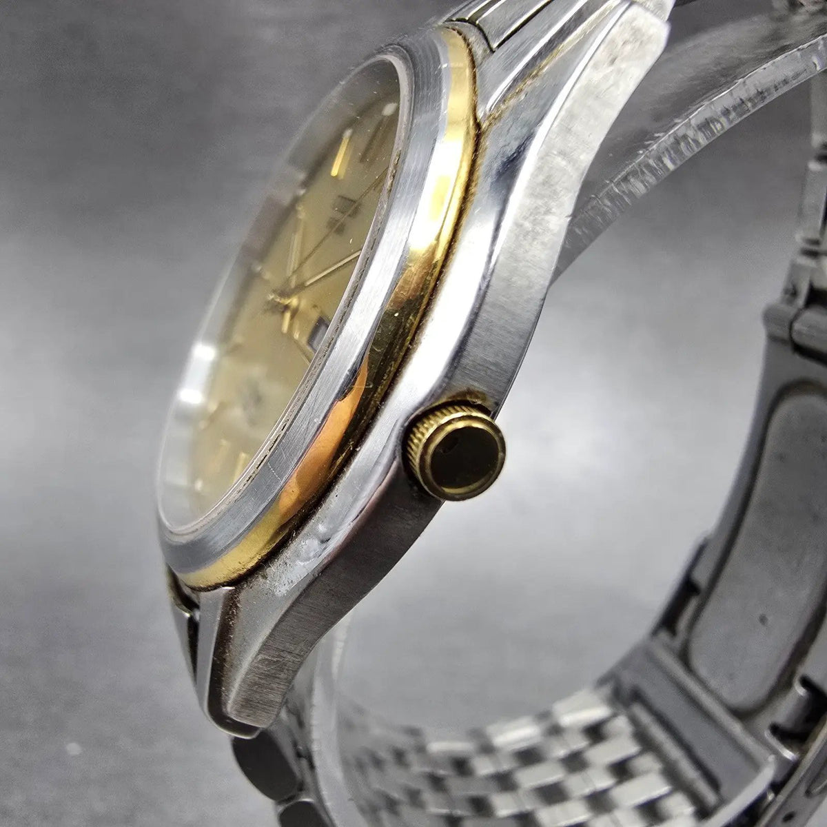 Citizen Forma Eco-Drive Watch Men 36mm Champagne Dial Two Tone Round Works JDM2
