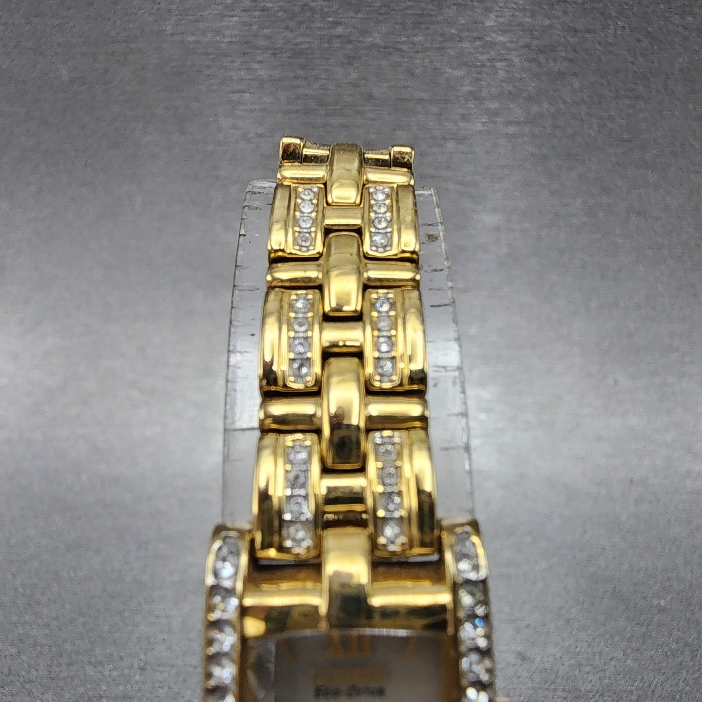 Citizen EcoDrive Tank Watch Women 15mm Silver Dial Gold Tone G620S028728 Runs4