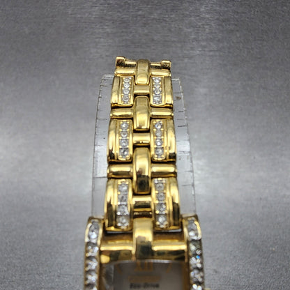 Citizen EcoDrive Tank Watch Women 15mm Silver Dial Gold Tone G620S028728 Runs4