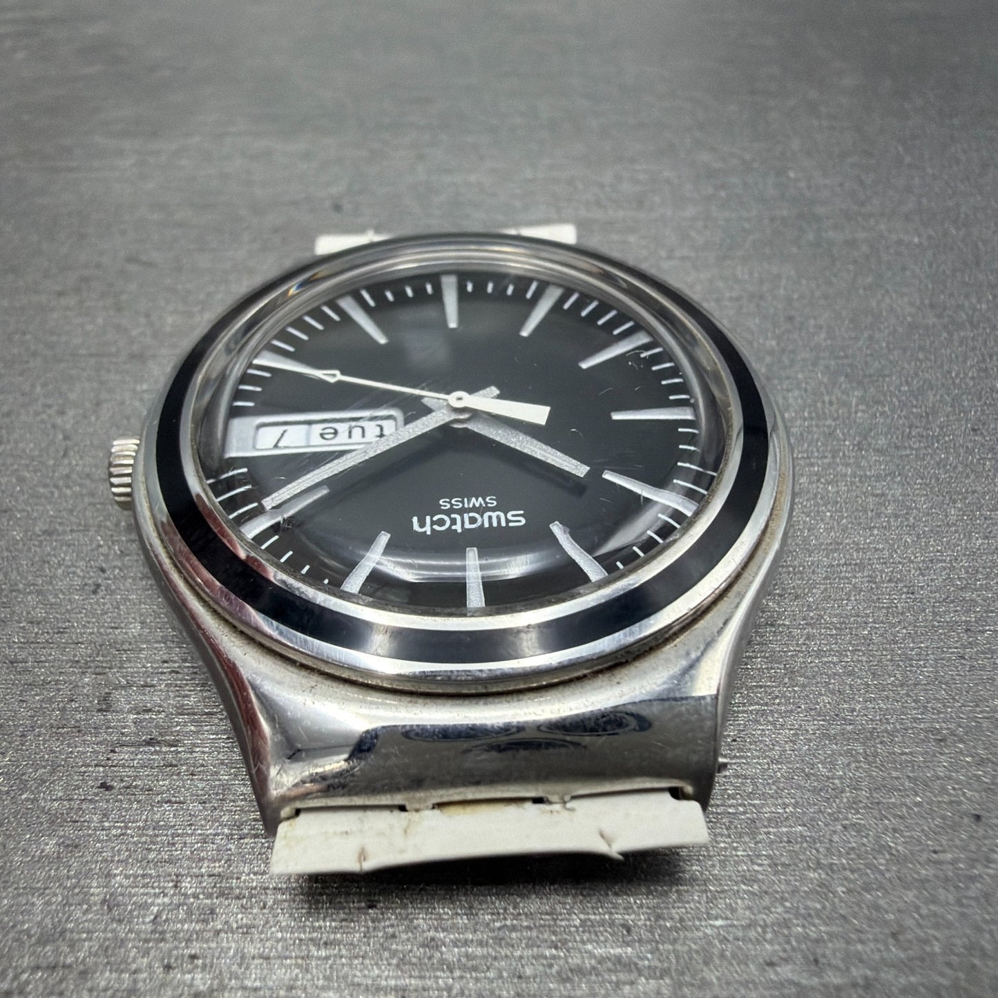 Swatch Irony Charcoal Suit Watch Men 38mm Black Dial Steel Daydate YGS744 NewBat4