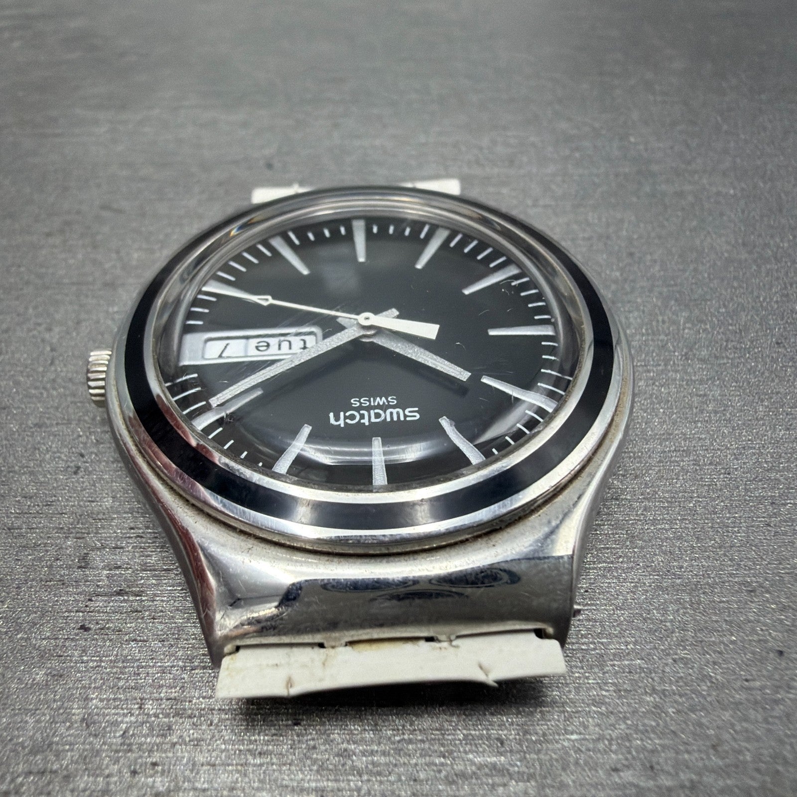 Swatch Irony Charcoal Suit Watch Men 38mm Black Dial Steel Daydate YGS744 NewBat4