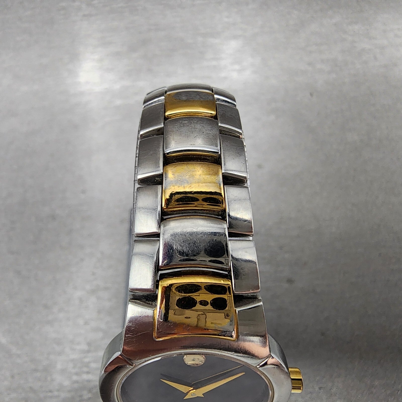 Movado Amorosa Watch Women 25mm Black Dial Two Tone Round 81.A1.1842 New Battery4