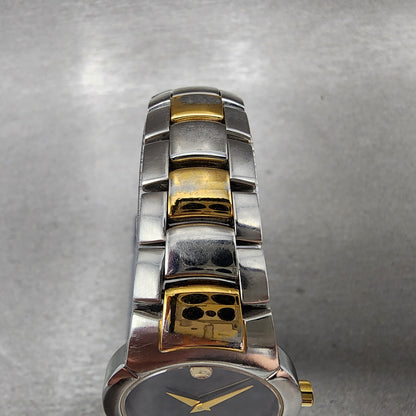 Movado Amorosa Watch Women 25mm Black Dial Two Tone Round 81.A1.1842 New Battery4