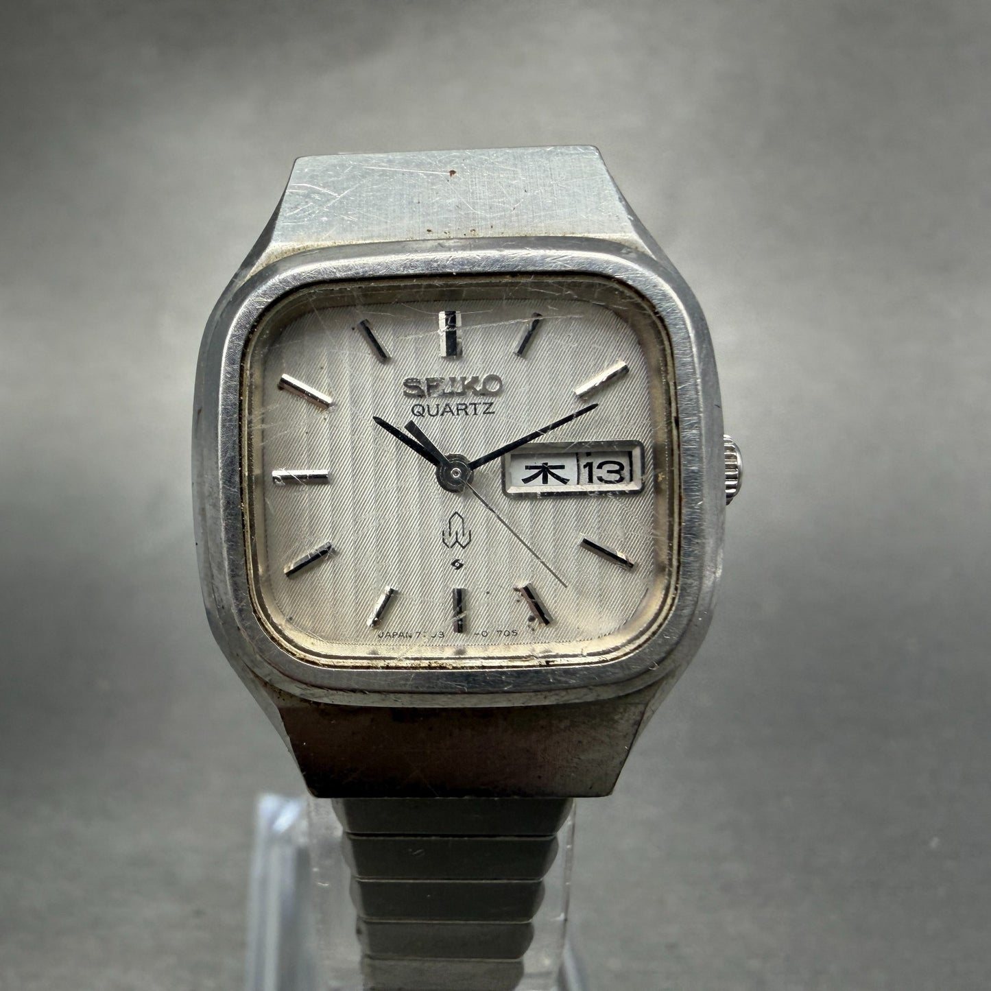 Seiko Watch Women 24mm Silver Dial Silver Tone Daydate 7903-5000 New Battery VTG0