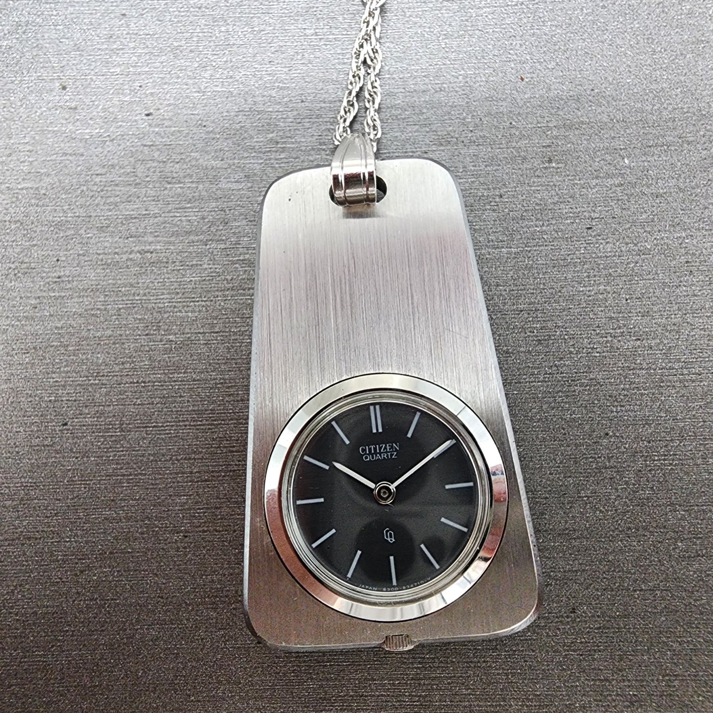 Citizen Necklace Watch Women Gray Dial Steel Rectangle New Battery W/Box1